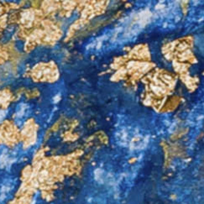 50" X 70" Blue Ivory And Gold Abstract Microfiber Plush Throw Blanket