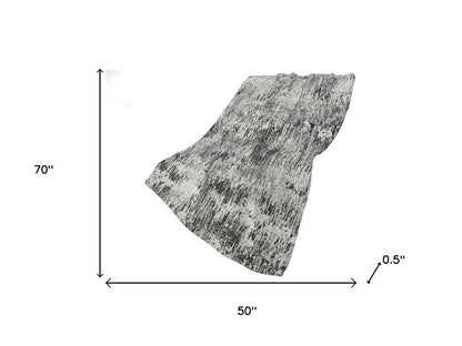 50" X 70" Gray And Silver Abstract Polyester Woven Plush Throw Blanket