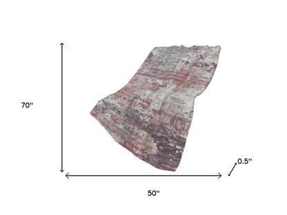 50" X 70" Pink Silver And Gray Abstract Polyester Woven Plush Throw Blanket
