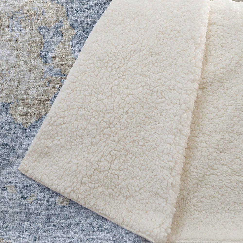 50" X 70" Blue Gold And Silver Abstract Microfiber Plush Throw Blanket