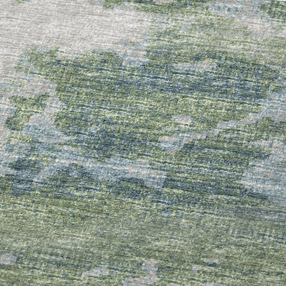 50" X 70" Green Teal And Beige Abstract Polyester Woven Plush Throw Blanket