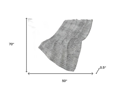 50" X 70" Charcoal And Gray Abstract Polyester Woven Plush Throw Blanket