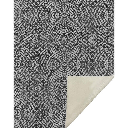 50" X 70" Charcoal And Ivory Abstract Microfiber Plush Throw Blanket