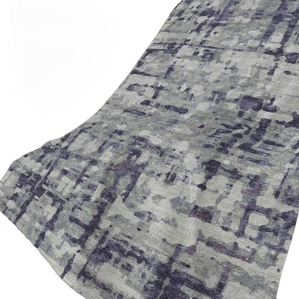 50" X 70" Purple And Gray Abstract Polyester Woven Plush Throw Blanket