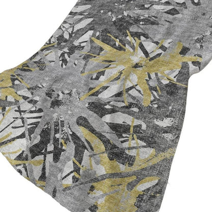 50" X 70" Gold And Gray Abstract Polyester Woven Plush Throw Blanket