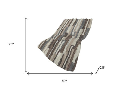 50" X 70" Chocolate And Gray Abstract Polyester Woven Plush Throw Blanket