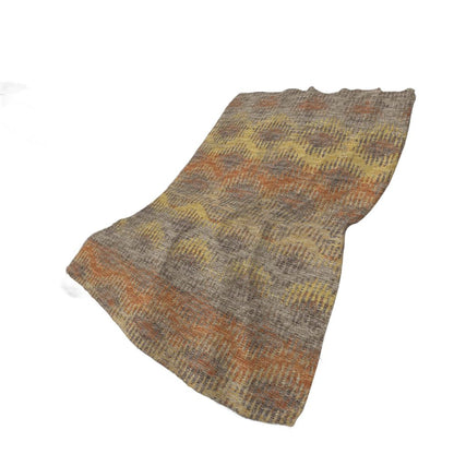 50" X 70" Orange Gold And Gray Geometric Polyester Woven Plush Throw Blanket