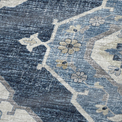 50" X 70" Blue And Ivory Floral Polyester Woven Plush Throw Blanket
