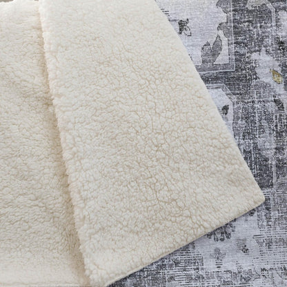 50" X 70" Charcoal Gray And Ivory Floral Polyester Woven Plush Throw Blanket