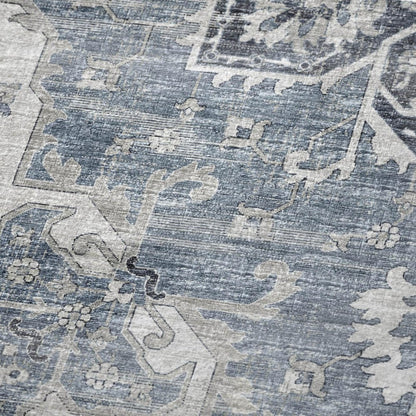 50" X 70" Blue And Ivory Floral Polyester Woven Plush Throw Blanket