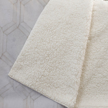 50" X 70" Ivory And Beige Geometric Microfiber Plush Throw Blanket