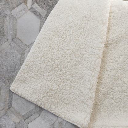 50" X 70" Gray And Ivory Geometric Microfiber Plush Throw Blanket