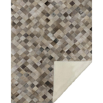 50" X 70" Gray Beige And Black Geometric Microfiber Plush Throw Blanket