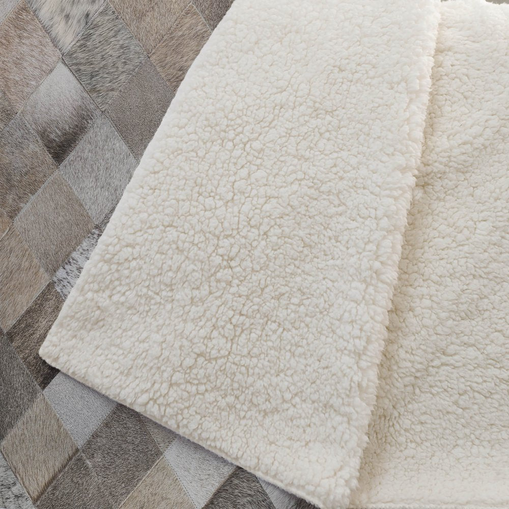 50" X 70" Gray Beige And Black Geometric Microfiber Plush Throw Blanket