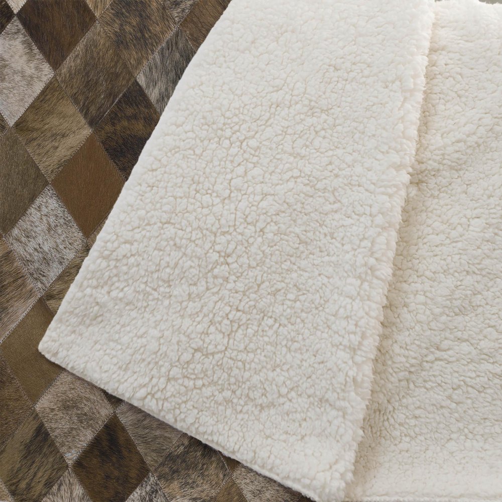 50" X 70" Brown Beige And Ivory Geometric Microfiber Plush Throw Blanket
