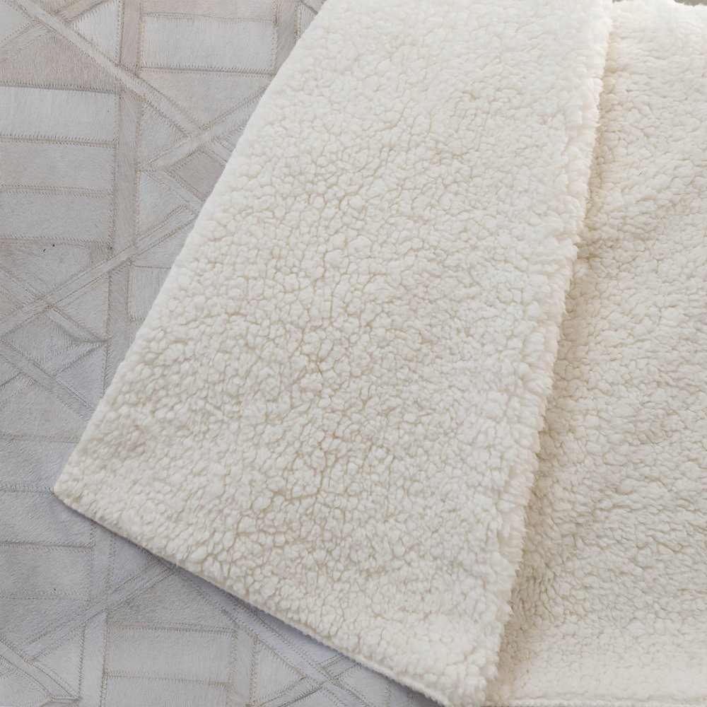 50" X 70" Ivory And Beige Geometric Microfiber Plush Throw Blanket