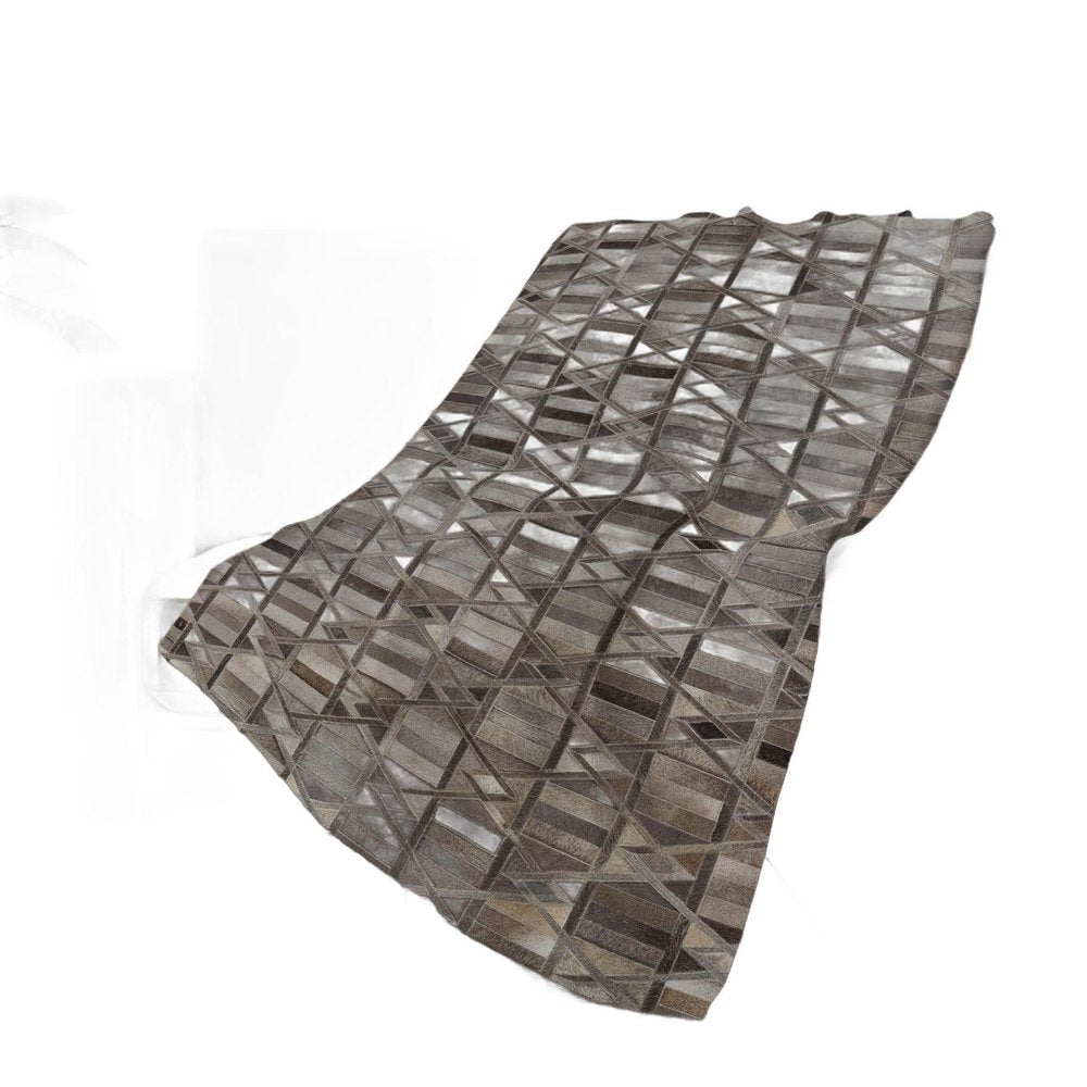 50" X 70" Gray Black And Beige Geometric Polyester Woven Plush Throw Blanket