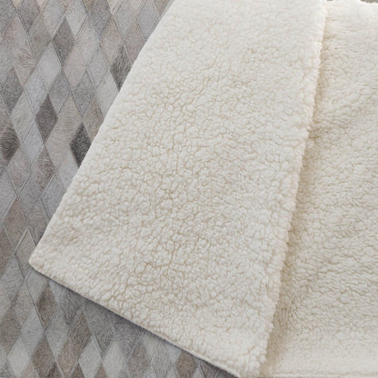 50" X 70" Gray Beige And Ivory Geometric Microfiber Plush Throw Blanket