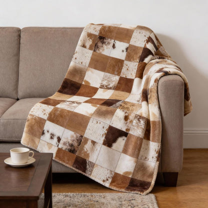 50" X 70" Brown And Ivory Animal Print Microfiber Plush Throw Blanket