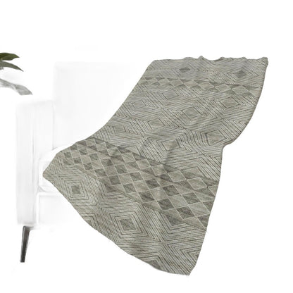 50" X 70" Taupe And Ivory Geometric Polyester Woven Plush Throw Blanket