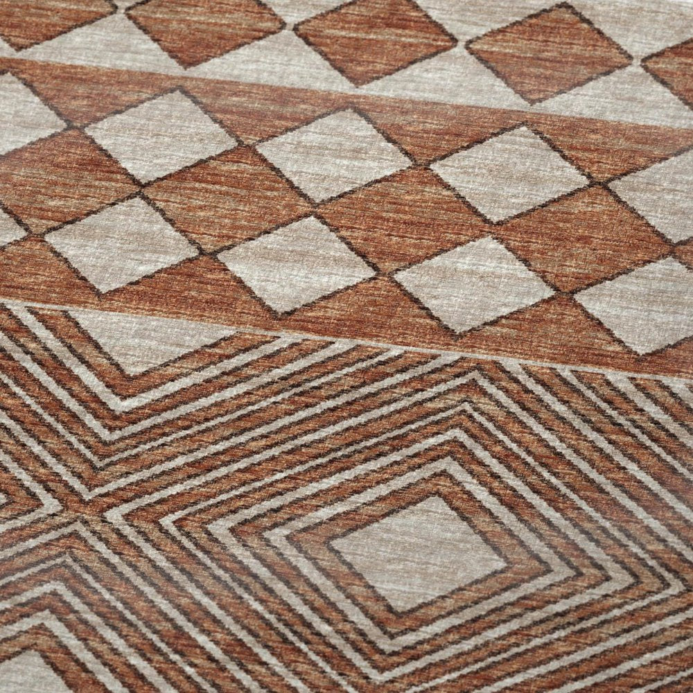 50" X 70" Rust And Ivory Geometric Microfiber Plush Throw Blanket