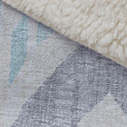 50" X 70" Aqua Gold And Ivory Ikat Microfiber Plush Throw Blanket