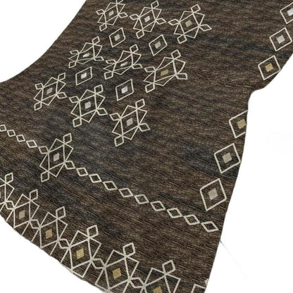 50" X 70" Brown Ivory And Gold Geometric Polyester Woven Plush Throw Blanket