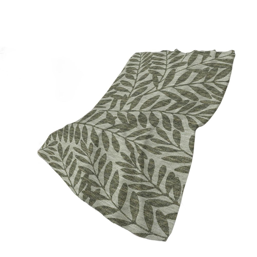 50" X 70" Artichoke Green And Gray Floral Polyester Woven Plush Throw Blanket