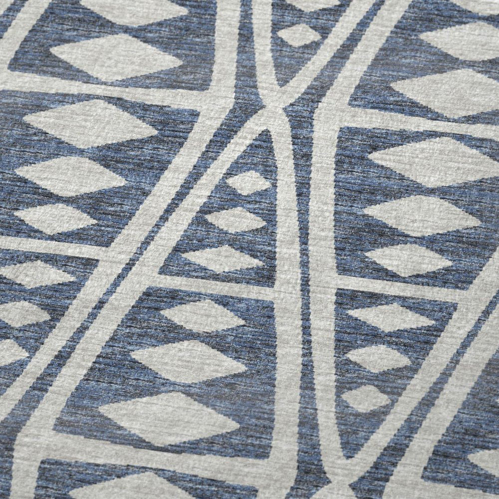 50" X 70" Blue And Ivory Geometric Microfiber Plush Throw Blanket