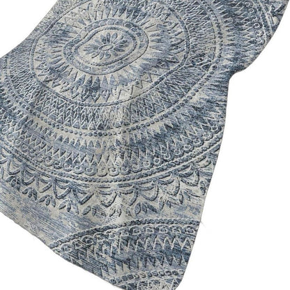 50" X 70" Blue And Ivory Floral Polyester Woven Plush Throw Blanket