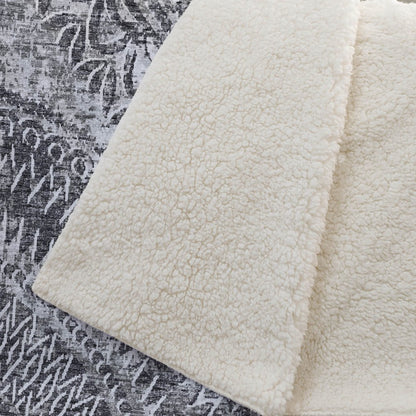 50" X 70" Gray And Charcoal Floral Polyester Woven Plush Throw Blanket