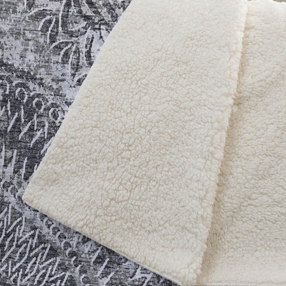 50" X 70" Gray And Charcoal Floral Polyester Woven Plush Throw Blanket