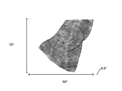 50" X 70" Gray And Charcoal Floral Polyester Woven Plush Throw Blanket