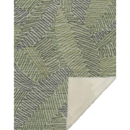 50" X 70" Green And Gray Abstract Microfiber Plush Throw Blanket