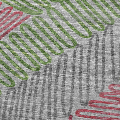 50" X 70" Pink Green And Gray Abstract Polyester Woven Plush Throw Blanket
