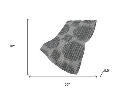 50" X 70" Charcoal And Gray Geometric Polyester Woven Plush Throw Blanket