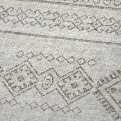 50" X 70" Taupe And Ivory Geometric Microfiber Plush Throw Blanket
