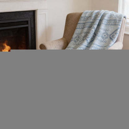50" X 70" Blue And Light Blue Geometric Microfiber Plush Throw Blanket
