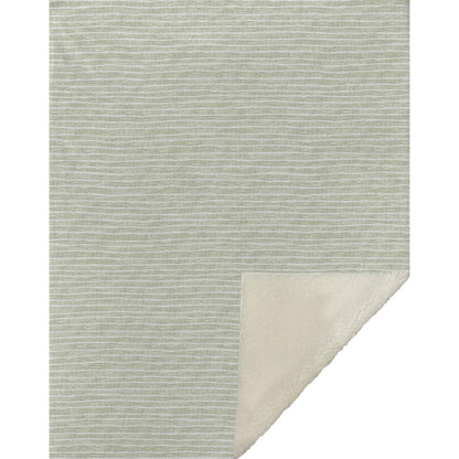 50" X 70" Mint Green And Ivory Striped Microfiber Plush Throw Blanket