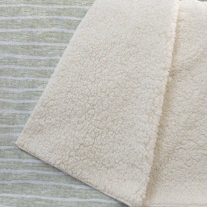 50" X 70" Mint Green And Ivory Striped Microfiber Plush Throw Blanket