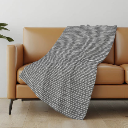 50" X 70" Gray And Light Gray Striped Polyester Woven Plush Throw Blanket