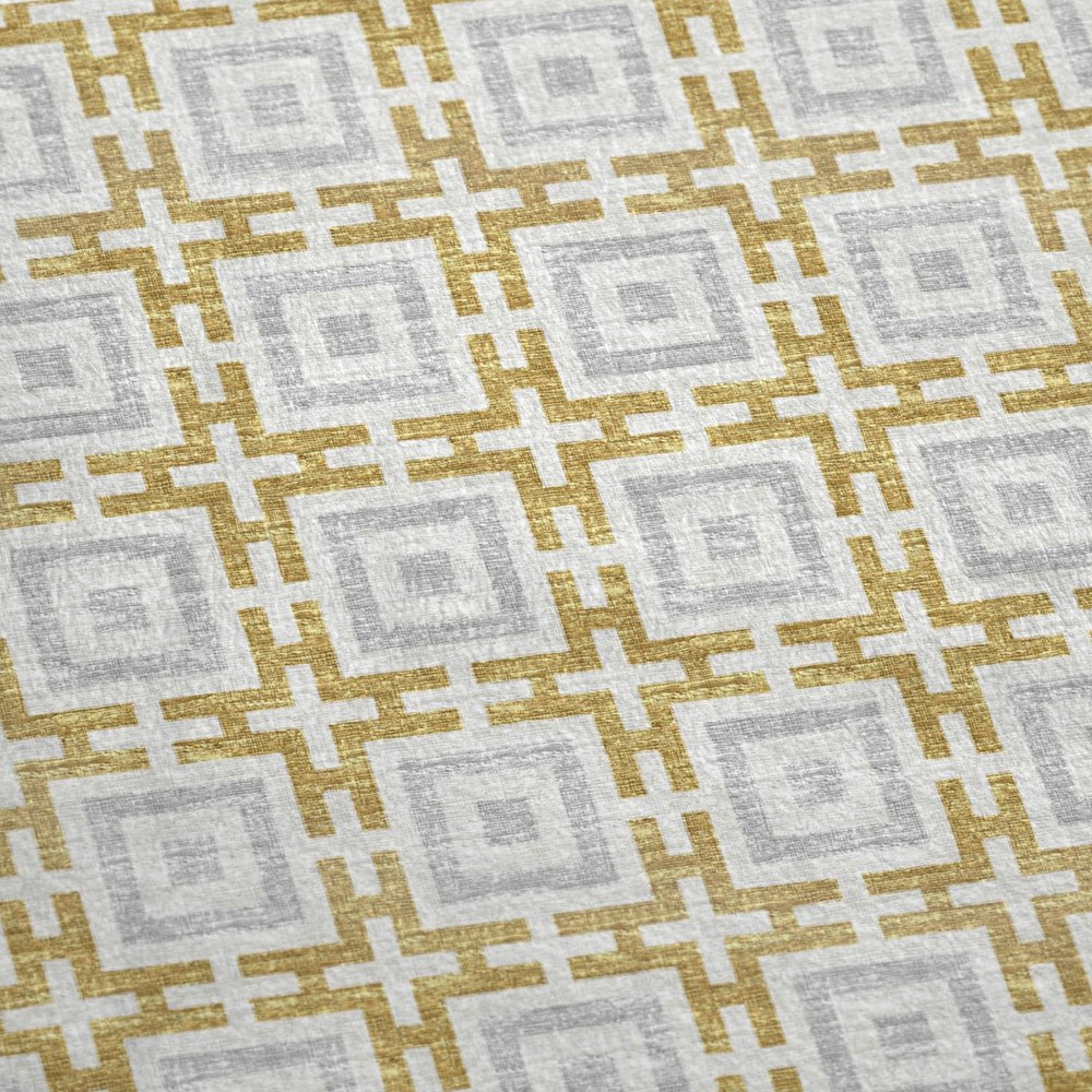 50" X 70" Gold Ivory And Gray Geometric Polyester Woven Plush Throw Blanket