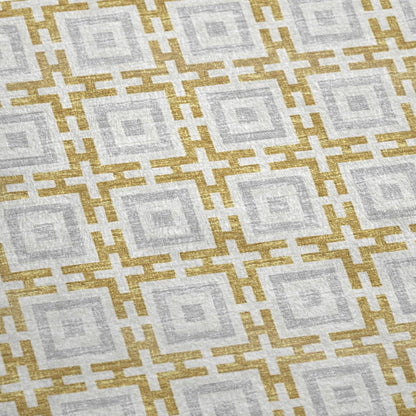 50" X 70" Gold Ivory And Gray Geometric Polyester Woven Plush Throw Blanket