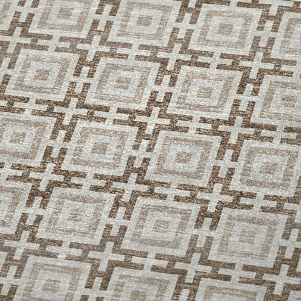 50" X 70" Taupe And Beige Geometric Microfiber Plush Throw Blanket