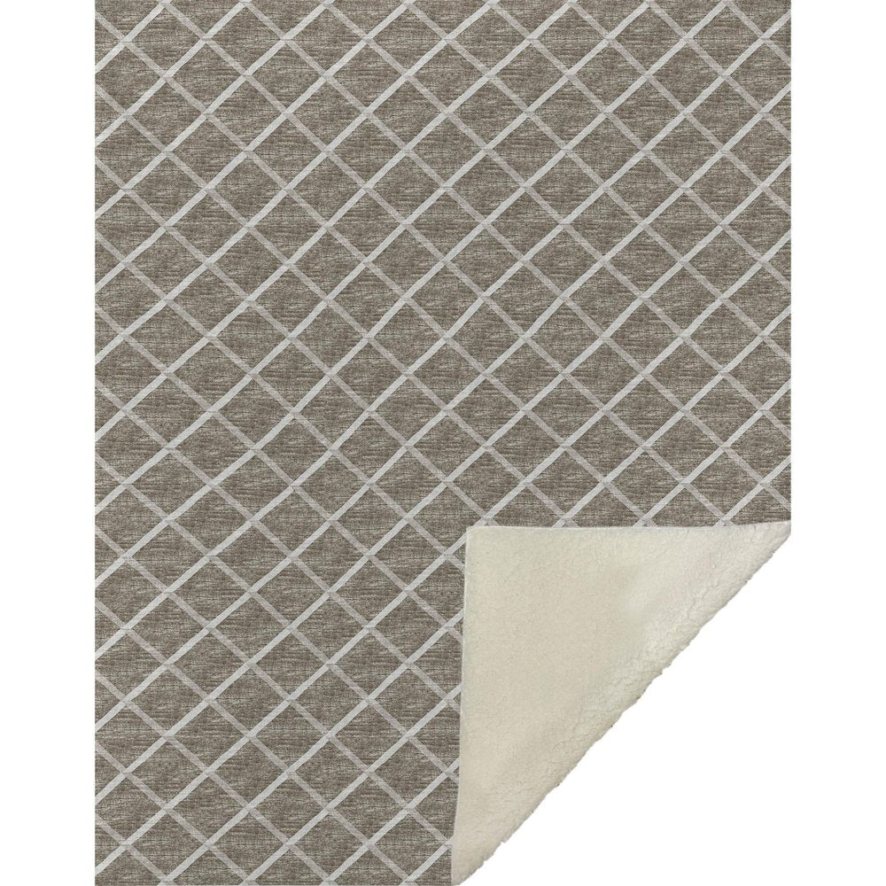 50" X 70" Taupe And Beige Geometric Microfiber Plush Throw Blanket
