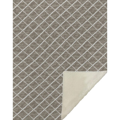 50" X 70" Taupe And Beige Geometric Microfiber Plush Throw Blanket