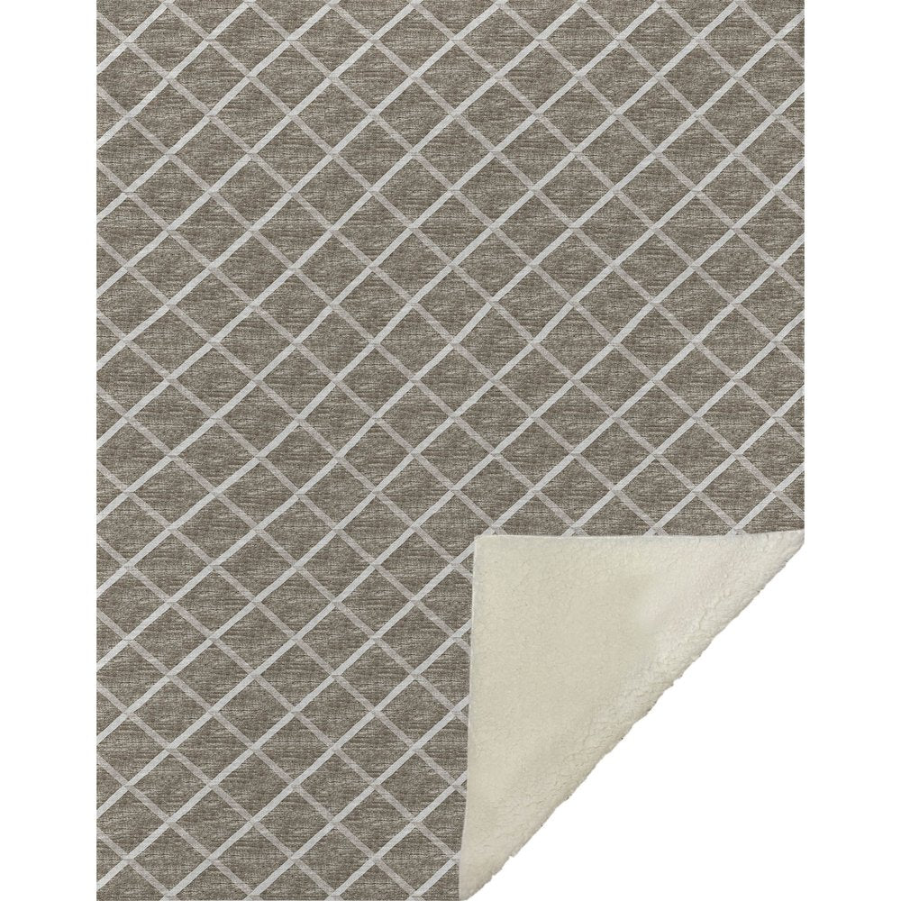 50" X 70" Taupe And Beige Geometric Microfiber Plush Throw Blanket