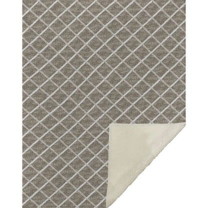 50" X 70" Taupe And Beige Geometric Microfiber Plush Throw Blanket