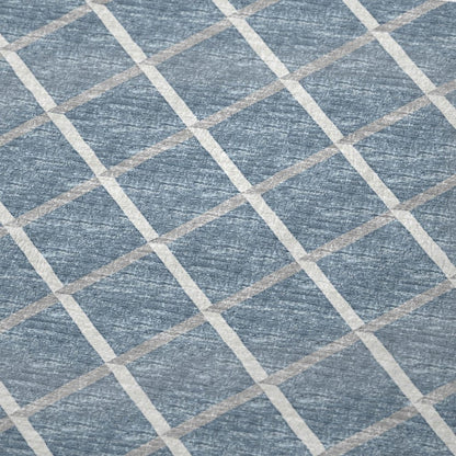50" X 70" Sky Blue And Ivory Geometric Microfiber Plush Throw Blanket