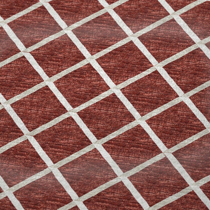50" X 70" Red And Ivory Geometric Microfiber Plush Throw Blanket